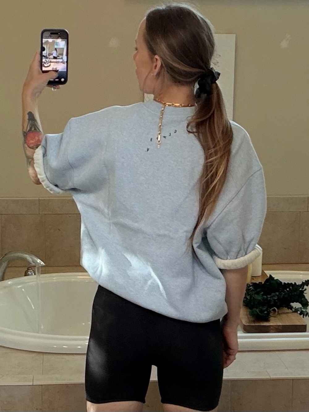 Clare V Sweatshirt Top Heather blue NWT SMALL $175 - Picture 11 of 11
